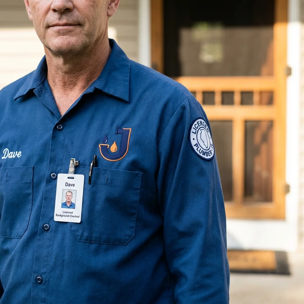 Licensed plumber showing ID badge in Elizabethtown, PA