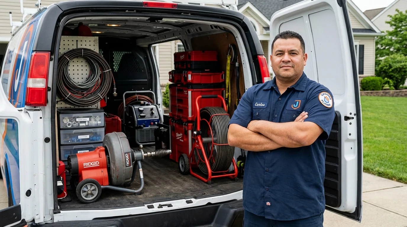 Professional drain cleaning equipment and Johns Plumbing LLC plumber in Elizabethtown