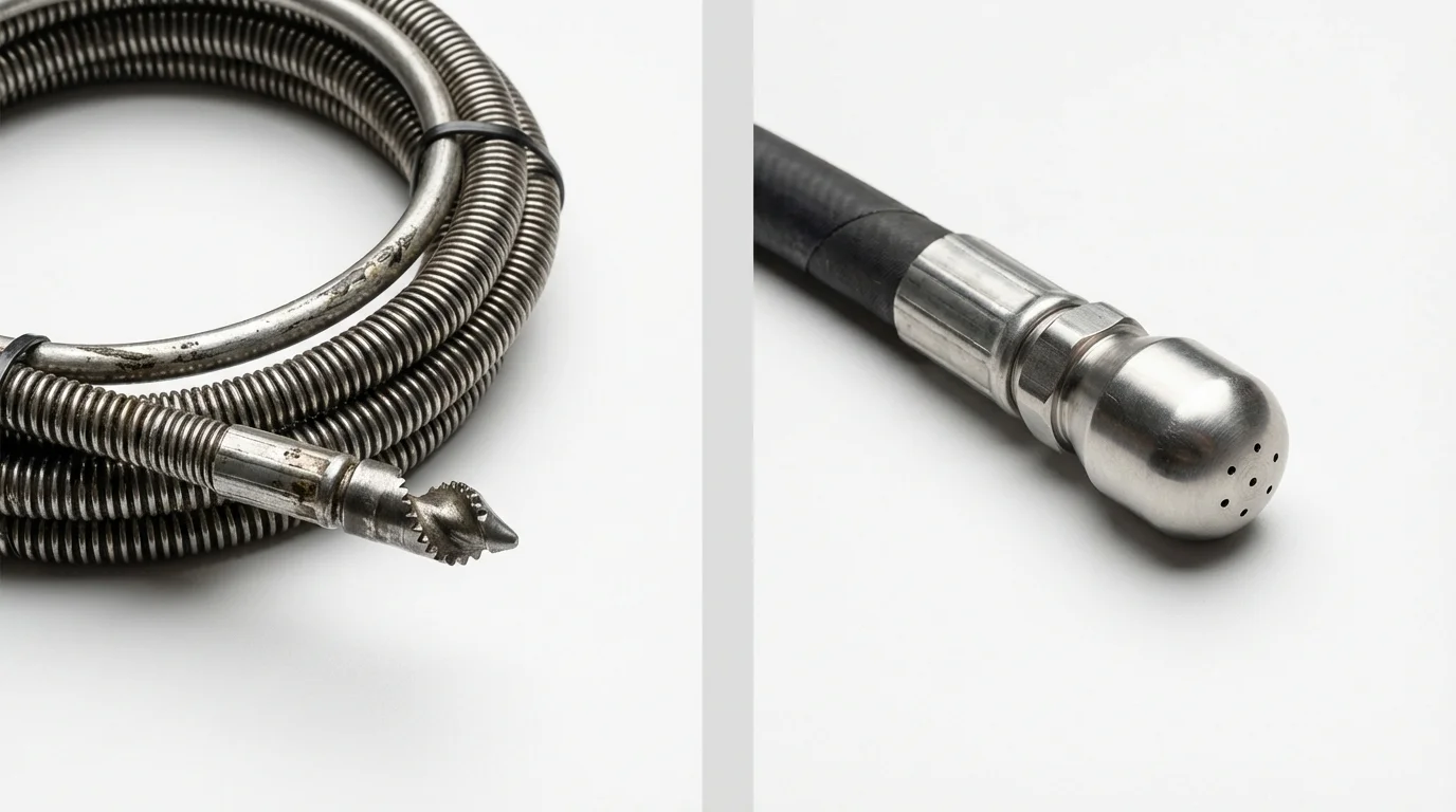Drain snake cable and hydro jetting nozzle used for drain cleaning in Elizabethtown, PA